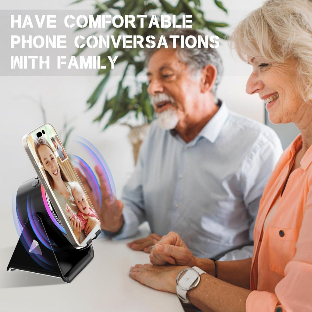 4-in-1 Wireless Induction Speaker with RGB Lights & Phone Stand | 360° Rotating Design